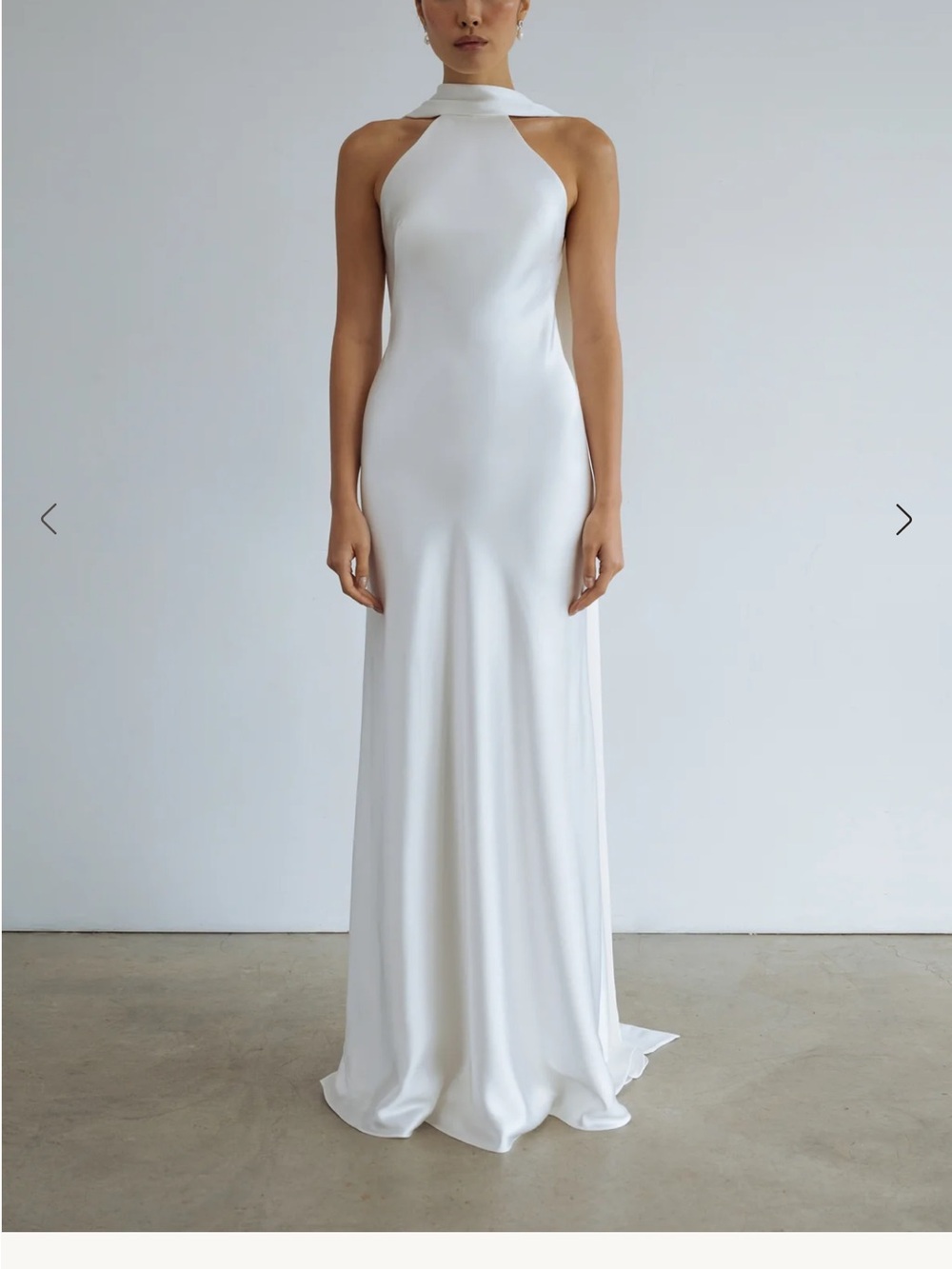 Jenny Yoo - Grace White Halter Satin Evening Gown